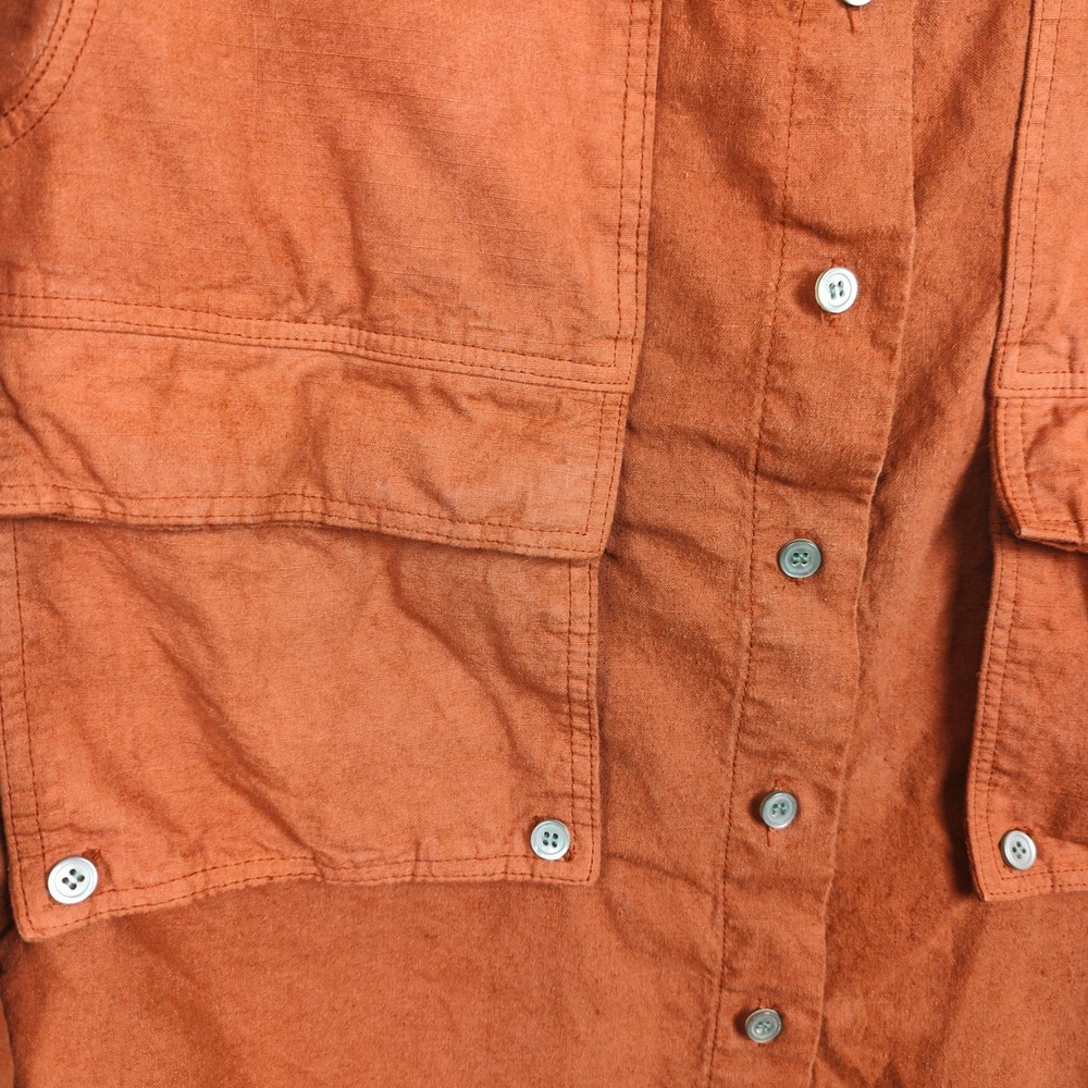 Seeker Trek Shirt Womens XXS Rust‎ Orange Organic Hemp Cotton Button Up Utility - Picture 4 of 8